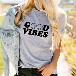 Good Vibes Only 💜💙💚💛🧡❤  Graphic Tee Shirt